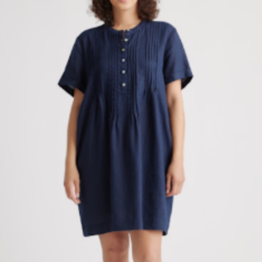 Quince Navy Short-Sleeve Mini Dress